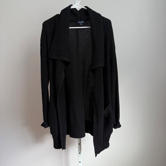 Splendid sz XS Black Drape Front cotton Open slouchy Cardigan - Picture 1 of 8